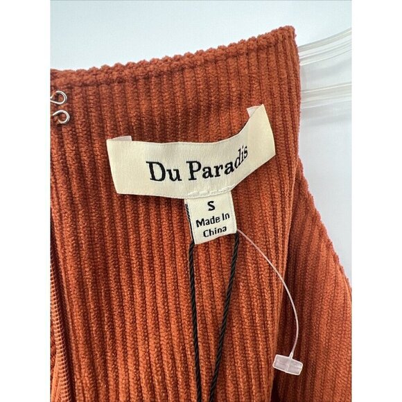 Du Paradis Womens Size Small Rust Orange Belted Corduroy Jumpsuit New Fall New - Picture 7 of 13